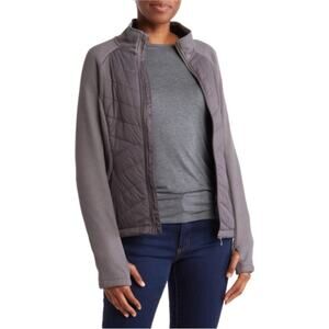 SPYDER Womens L Nova Front Zip Hybrid Jacket in Mineral Gray NEW